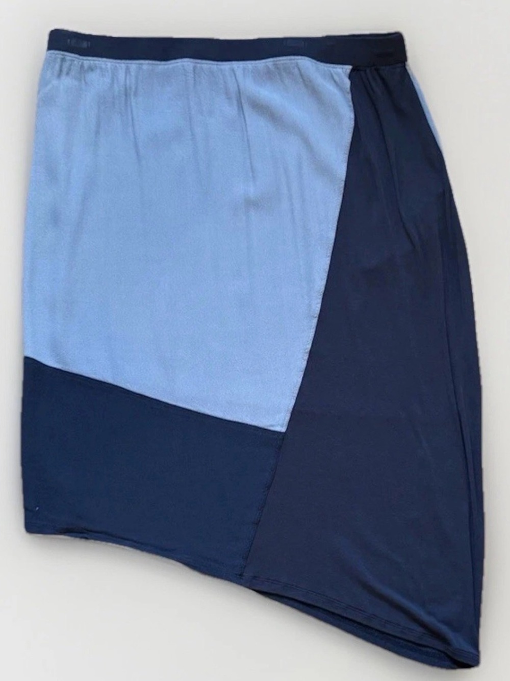 Pure DKNY Black/Gray Colorblock Asymmetric Pencil Skirt Pull On Stretch Knee L